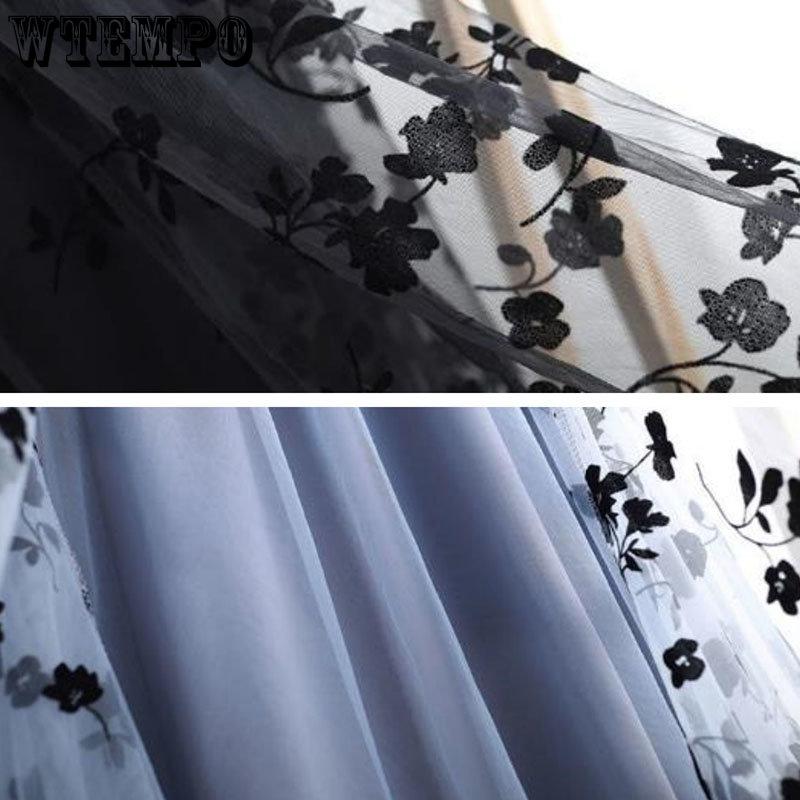 WTEMPO Сетчатые однотонные юбки с цветочным принтом, женские весенне-летние черные длинные газовые юбки, эластичные элегантные пышные юбки с высокой талией