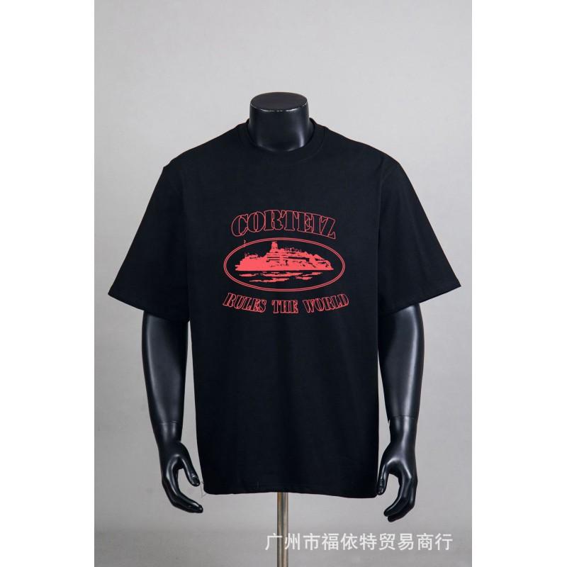 Corteiz Alcatraz Vintage Print T-Shirt Men Women Streetwear Loose Fit Short Sleeve Tee