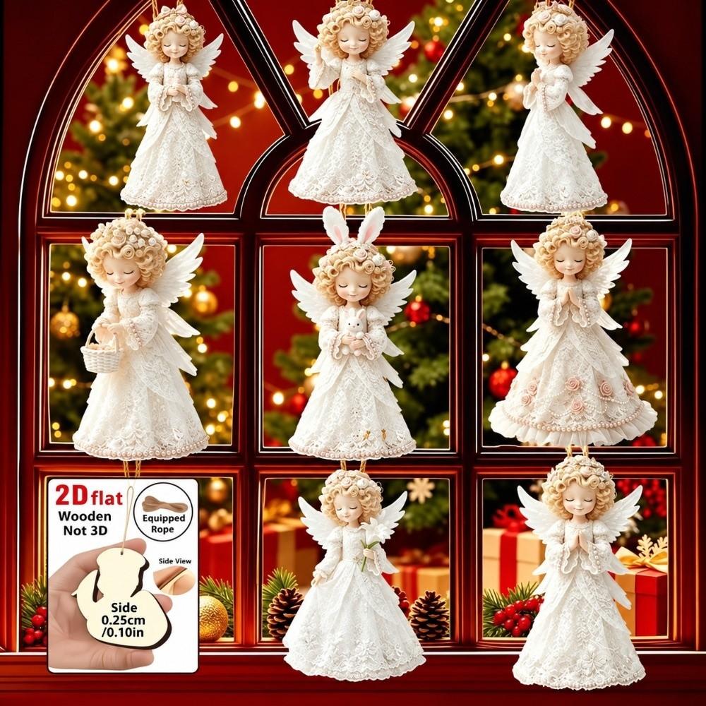 1 Set Flat Angel Ornament Lightweight Wooden Ornament Durable Hanging Ornament Gift Decoration