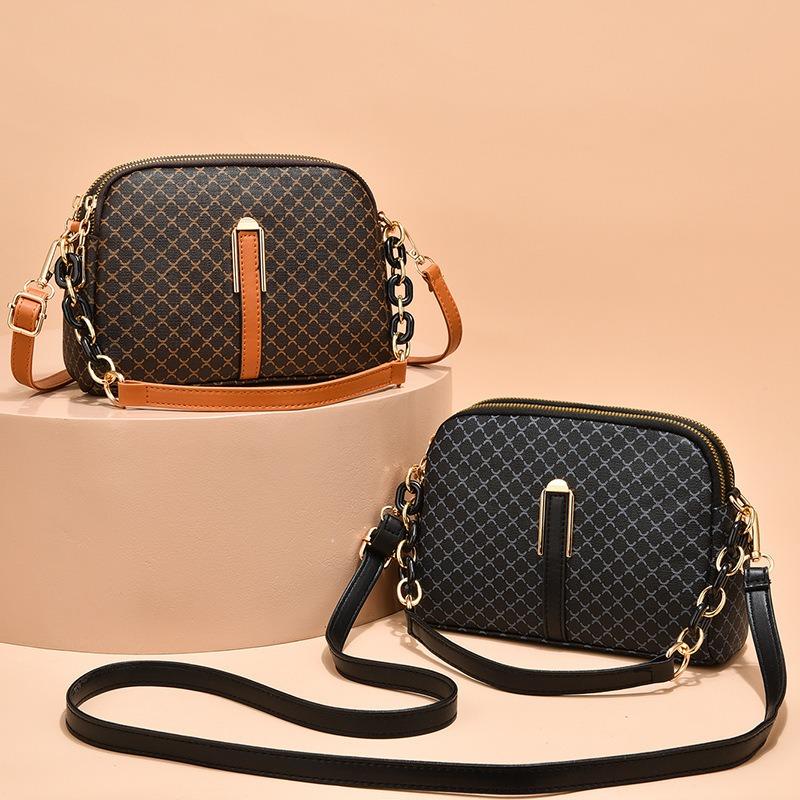 Популярная маленькая сумка, новая женская сумка через плечо с принтом, мягкая кожаная двухслойная сумка через плечо большой емкости