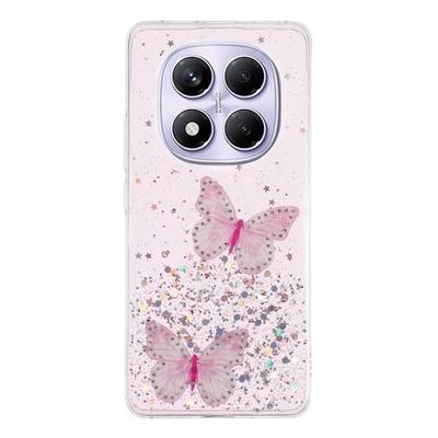 Для Xiaomi Poco X7 5G/Xiaomi Redmi Note 14 Pro 5G чехол из ТПУ WANLONFENG серия AW ПВХ бабочка эпоксидная накладка для телефона с HD пленкой