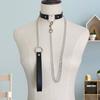 Women Faux Leather Collar Leash Chain Decor Adjustable Erotic Lover Necklace Cosplay Nightclub Party Choker Individual Neck Jewelry