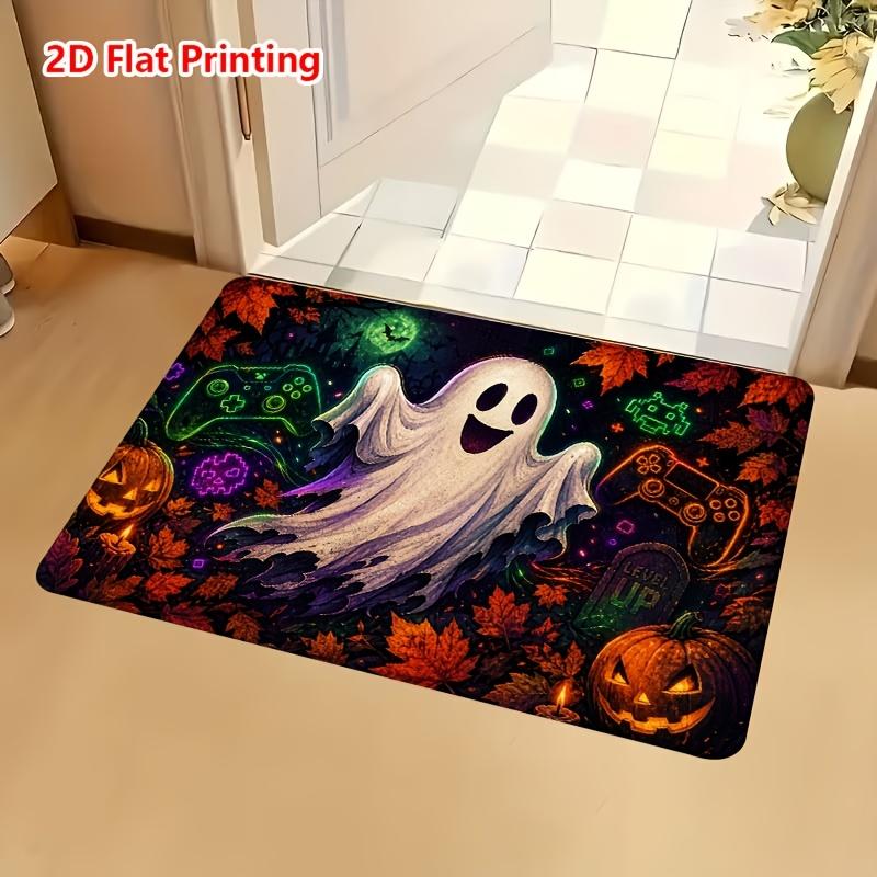 1pc, 2D Flat Printing Halloween Game Ghost Entrance Door Mat, Non-Slip Machine Washable Easy Clean Polyester Carpet, Suitable for Home And Outdoor Dec