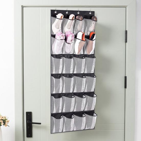 Non-woven Fabric Hanging Bag with Hook 24 Mesh Pocket 6 Layers Large Capacity Foldable Over Door Hanging Hat Shoe Storage Pouch Organizer Home