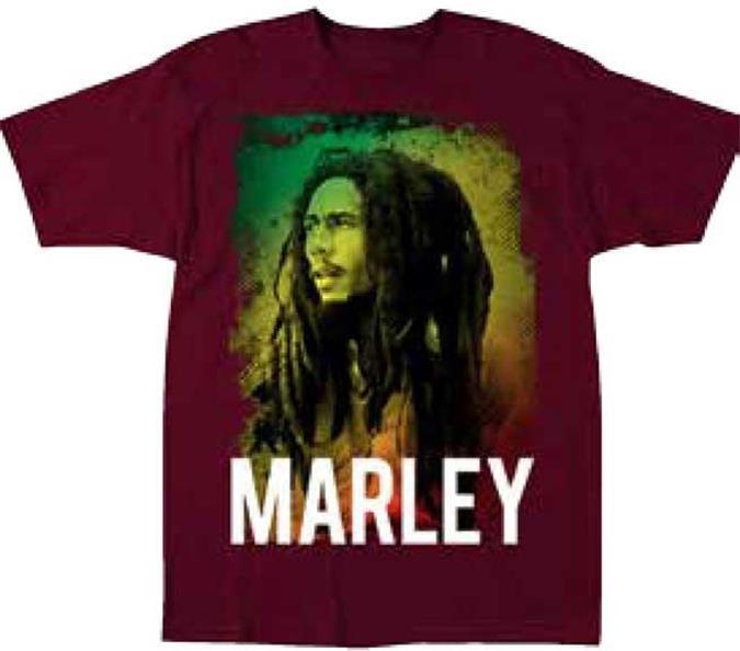 Official Licensed Bob Marley Maroon Portrait T Shirt Reggae Rasta Natty
