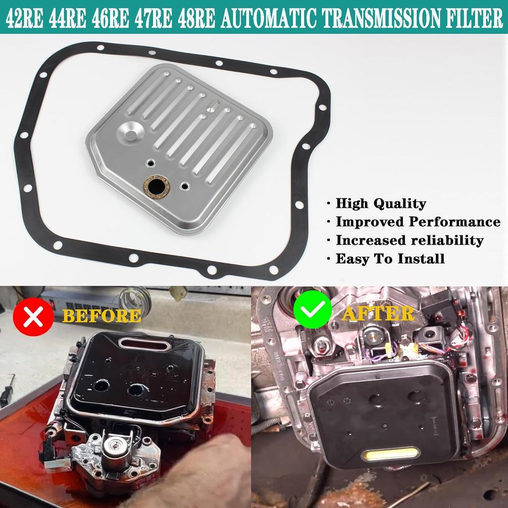 42RE 44RE 46RE 47RE 48RE Automatic Transmission Filter Kit Compatible With 1998-2009 Dodge Ram 1500 2500 3500 Dakota Durango Grand Cherokee Replaces#