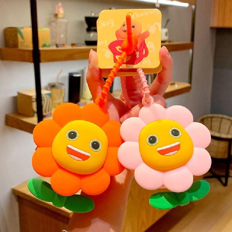 Забавный брелок-кошелек в виде подсолнуха Очаровательный силиконовый аксессуар для ключей Для пар