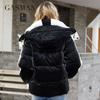 Gasman 2022 New Brand Warm High-quality Winter Jacket Women Short Splice Color Parkas High Collar Hooded Women's Jackets 81727