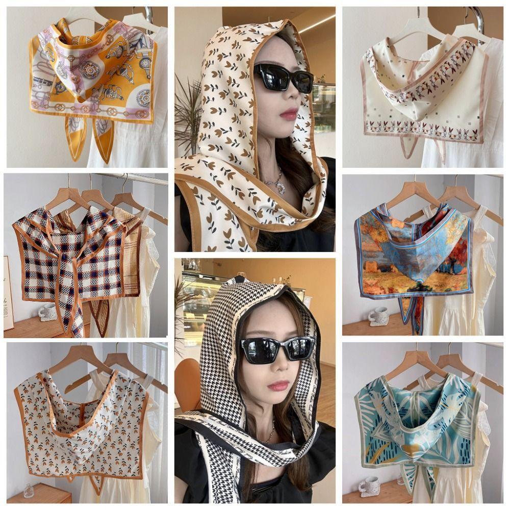 National Style Sunscreen Scarf Sun Protection Silk Scarf Hat Summer Hooded Silk Shawl  Beach