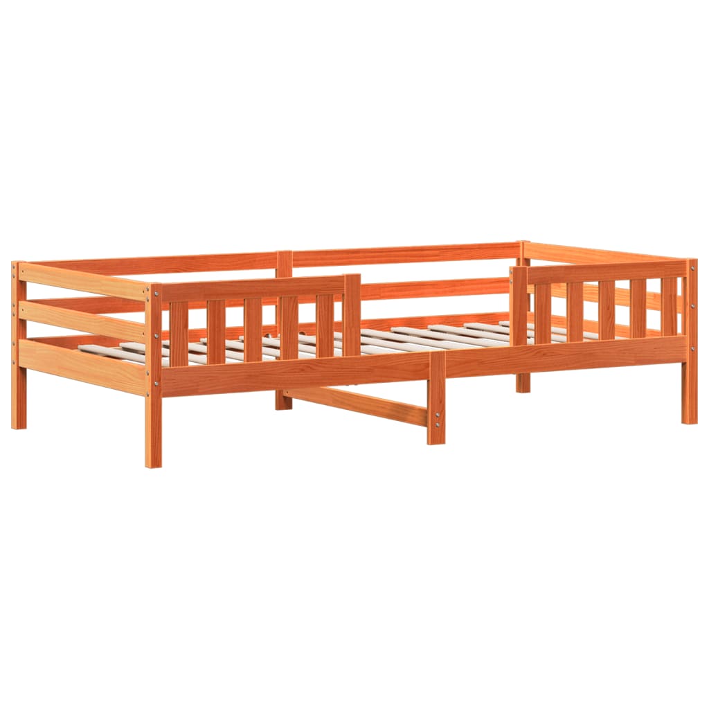 Solid Wood Bed and Bench with Roof Orange 100x200 cm Pine Wood