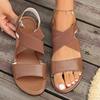 Flat Sandals Women's Large Size Wide Strap Elastic Overfoot Casual Beach Shoes