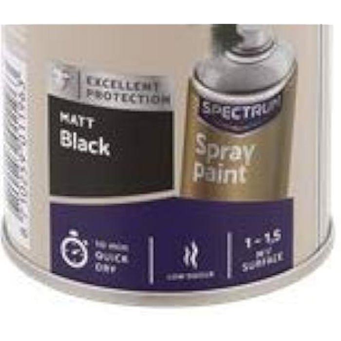 Peinture Spray Aérosol - Spectrum - Lot de 6 Bombes - Noir Mat - 400ml - Résistante aux chocs