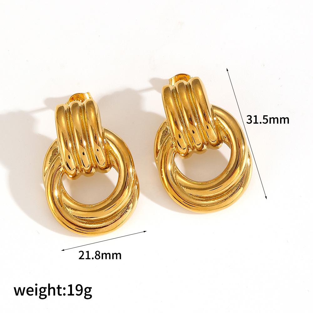 Новые геометрические круглые серьги из нержавеющей стали, серьги-гвоздики из титановой стали с покрытием из 18-каратного золота