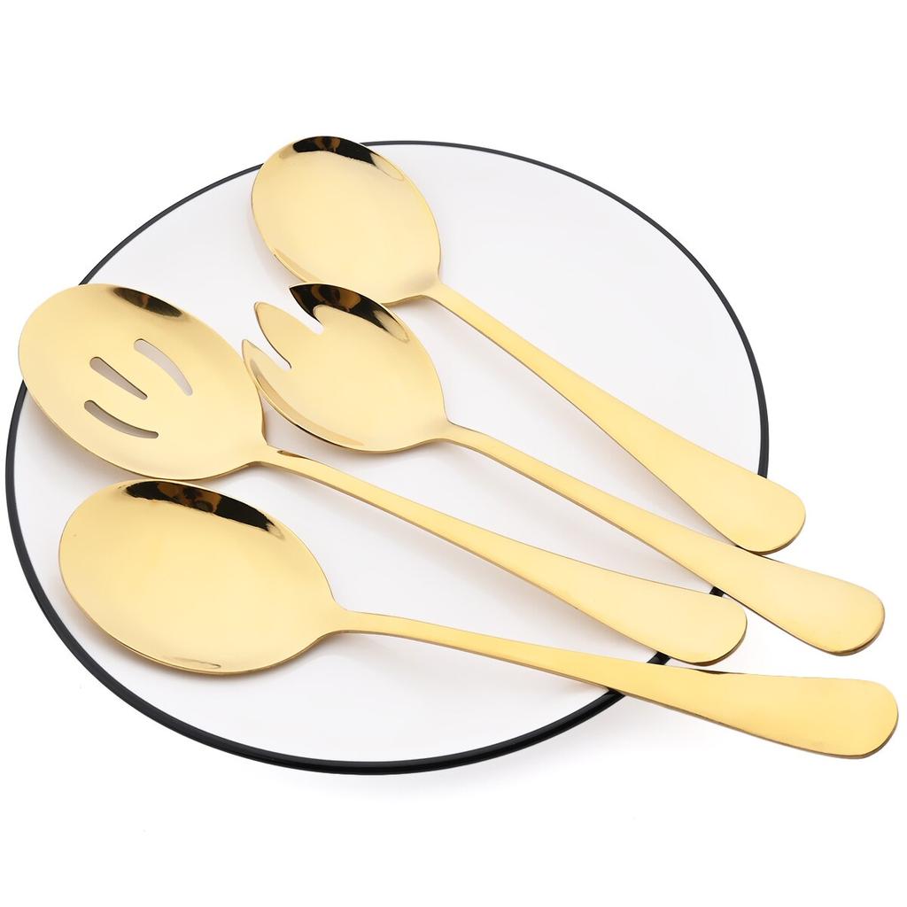 7 шт. золотой набор посуды, посуда из нержавеющей стали, лопаточка для торта, ложка для супа, дуршлаг, ложка, вилка для салата, ложка, набор столовых приборов