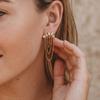 Stainless Steel Mixed Cut CZ Chain Tassel Earrings 18K Gold Plated Heart Teardrop Baguette CZ Statement Dangle Earrings