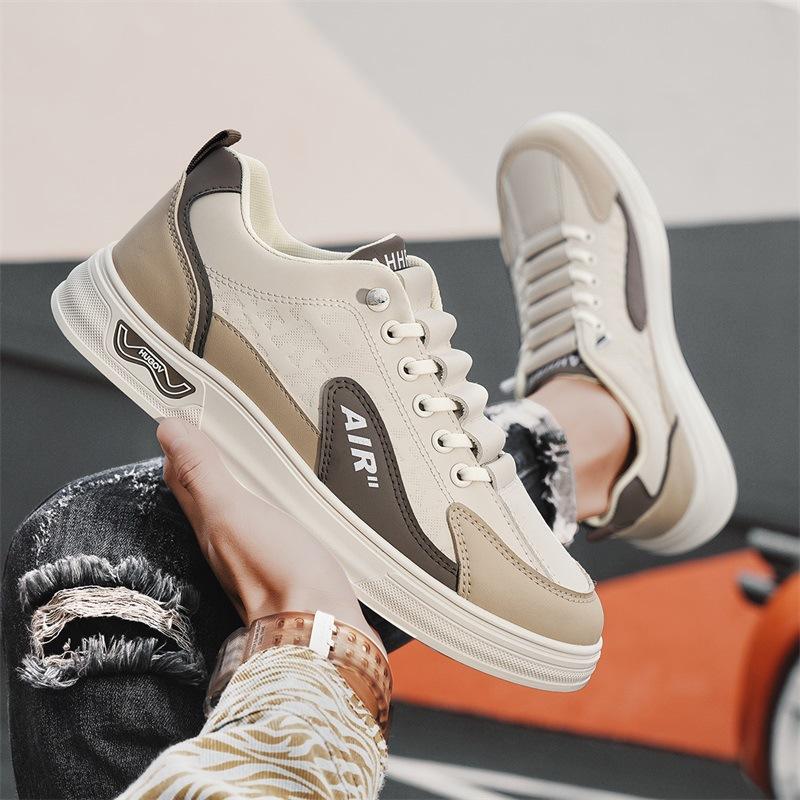 Men's shoes spring 2025 new breathable sports versatile casual board shoes fashionable men's one-pedal double color board shoes