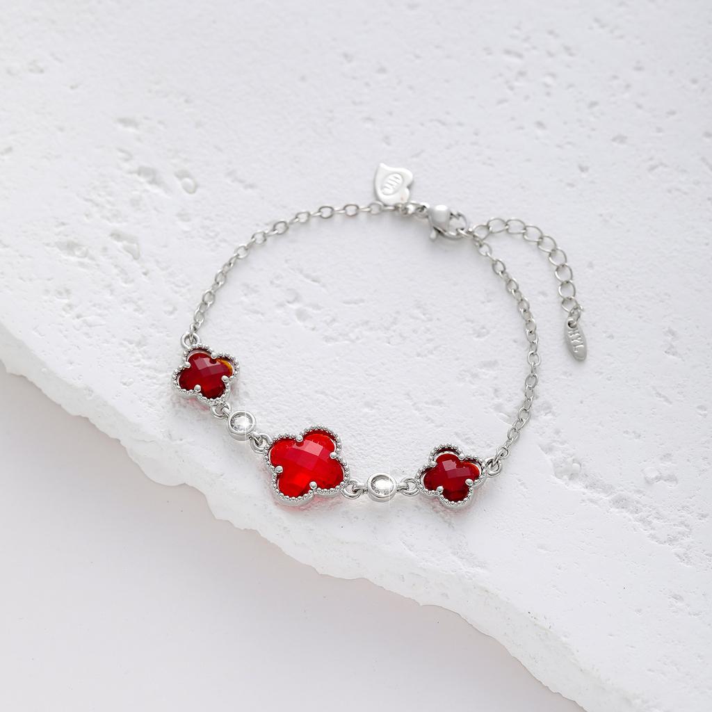 Двусторонний браслет-клевер женский медный с золотым покрытием и цирконом, цветочные украшения