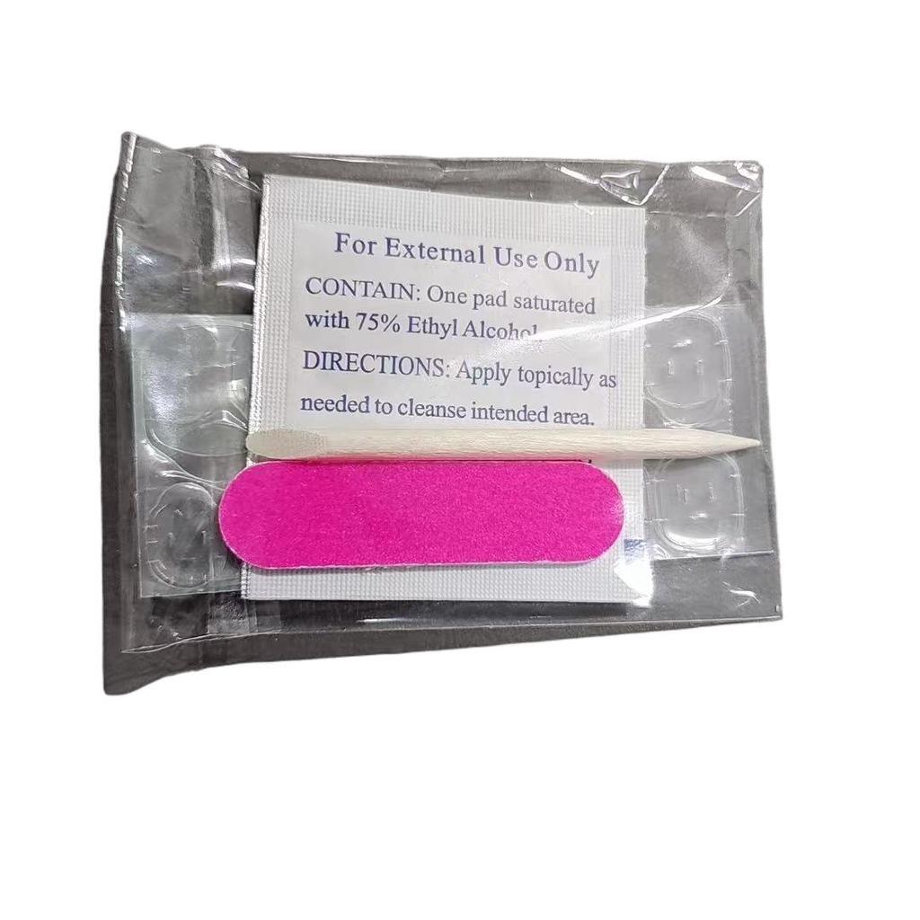 Носимый набор для ногтей: Желейные наклейки с двухсторонней пилочкой для ногтей и палочкой для удаления (Включая чистящий хлопок).