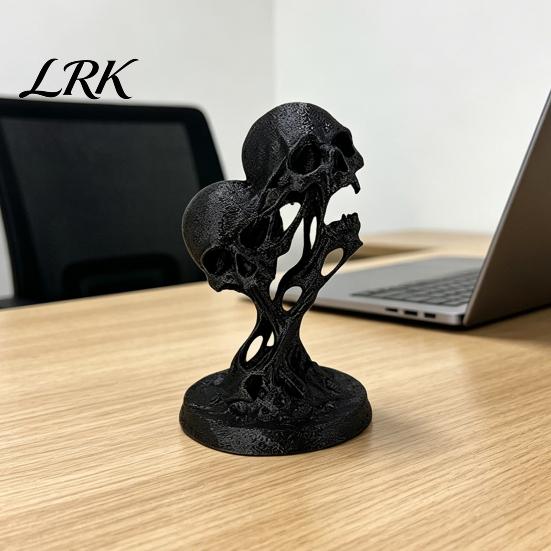 Абстрактная статуэтка черепа в стиле флюид арт, цельнолитая фигурка, 3D-печатное двойное арт-украшение, персонализированная статуэтка для декора стола, украшение в темном стиле