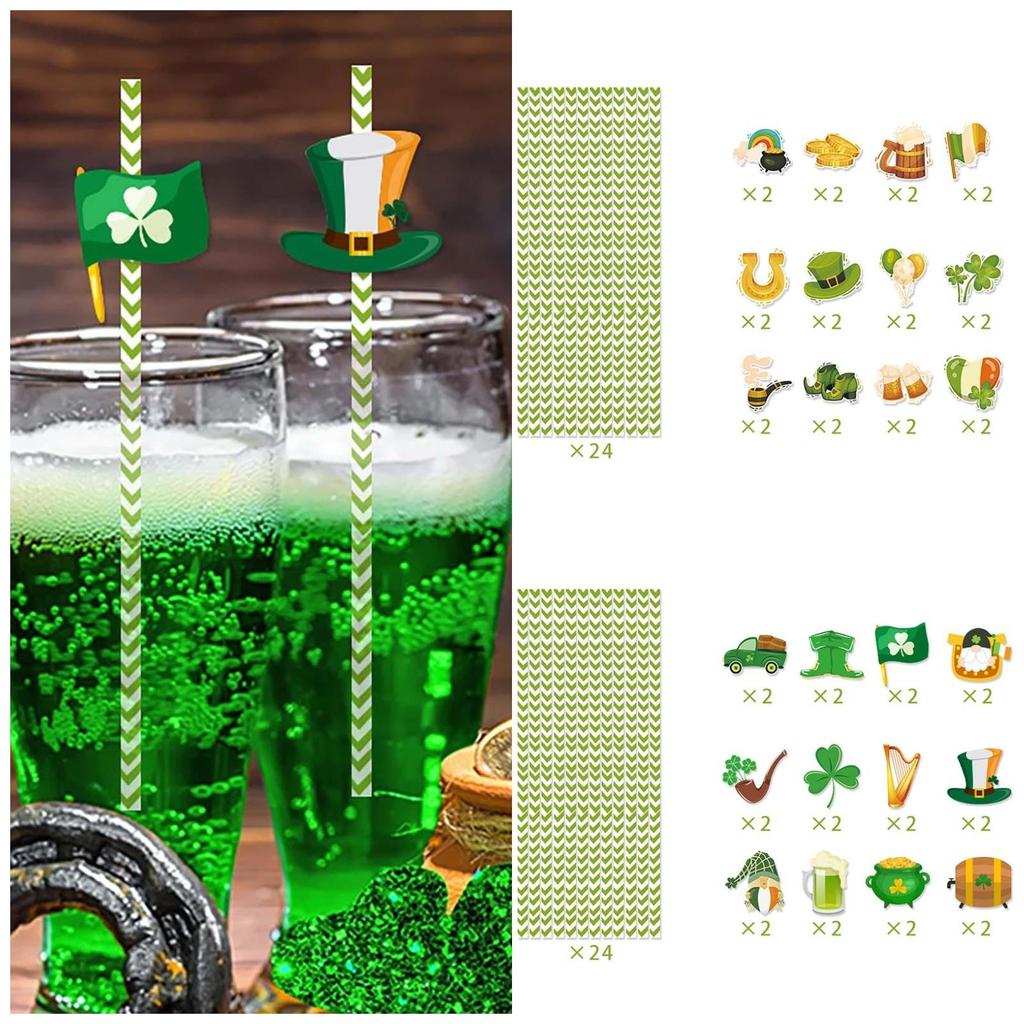 Улица. Плагин Patrick's Theme Одноразовые бумажные соломинки для украшения вечеринок