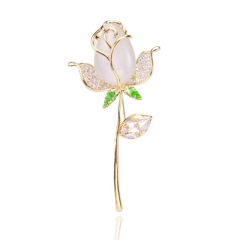 Blucome Gentle Rose Shape Brooch Female All-match Banquet Dress Corsage Accessories Elegant Pin Fashion Jewelry