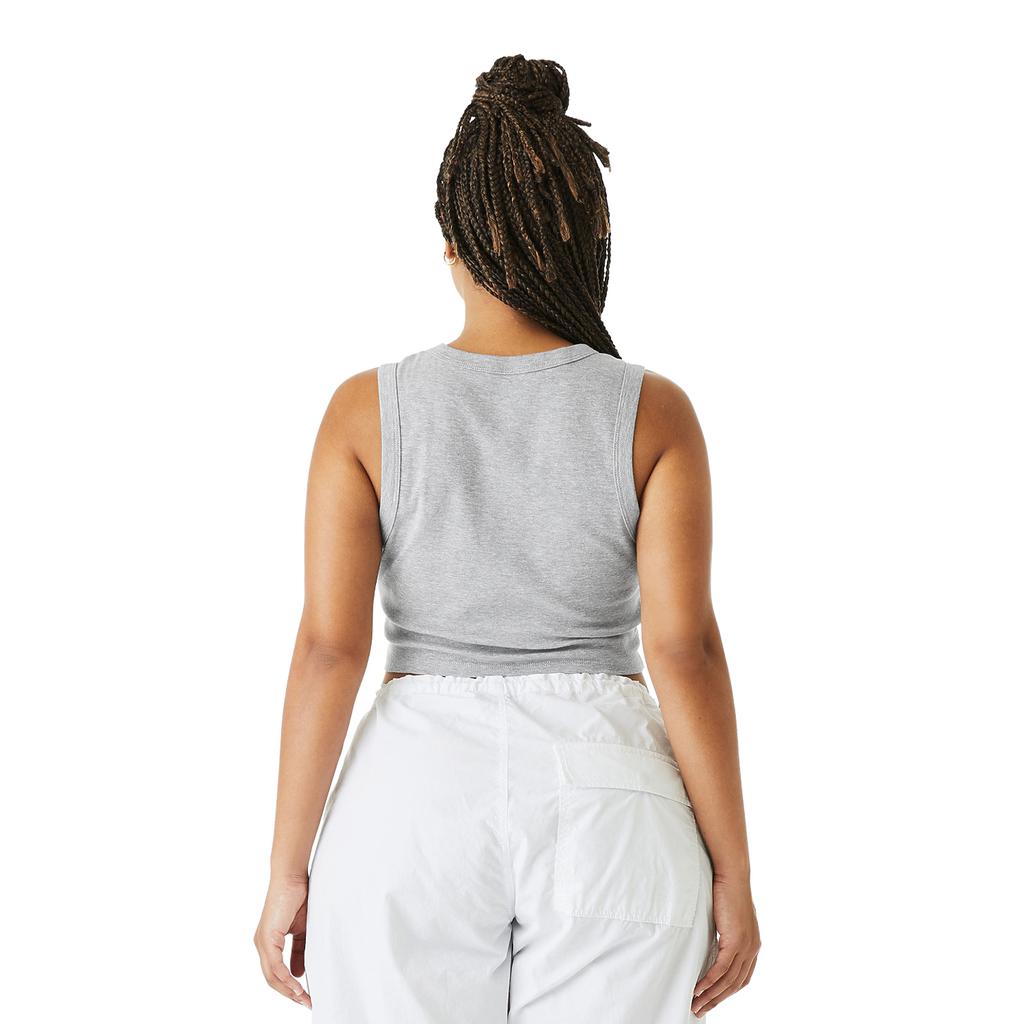 Bella + Canvas Womens/Ladies Heather Micro-Rib Cropped Muscle Tank Top