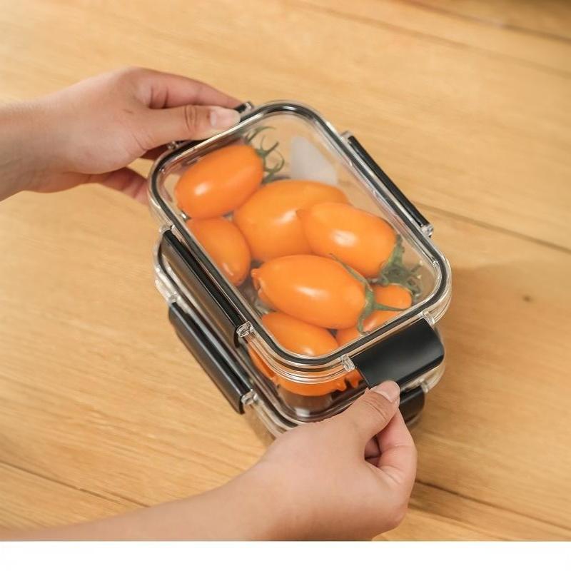 Прозрачный контейнер для хранения продуктов с герметичной крышкой и защелками, силиконовым уплотнителем, для холодильника, фруктов, бенто и приготовления еды