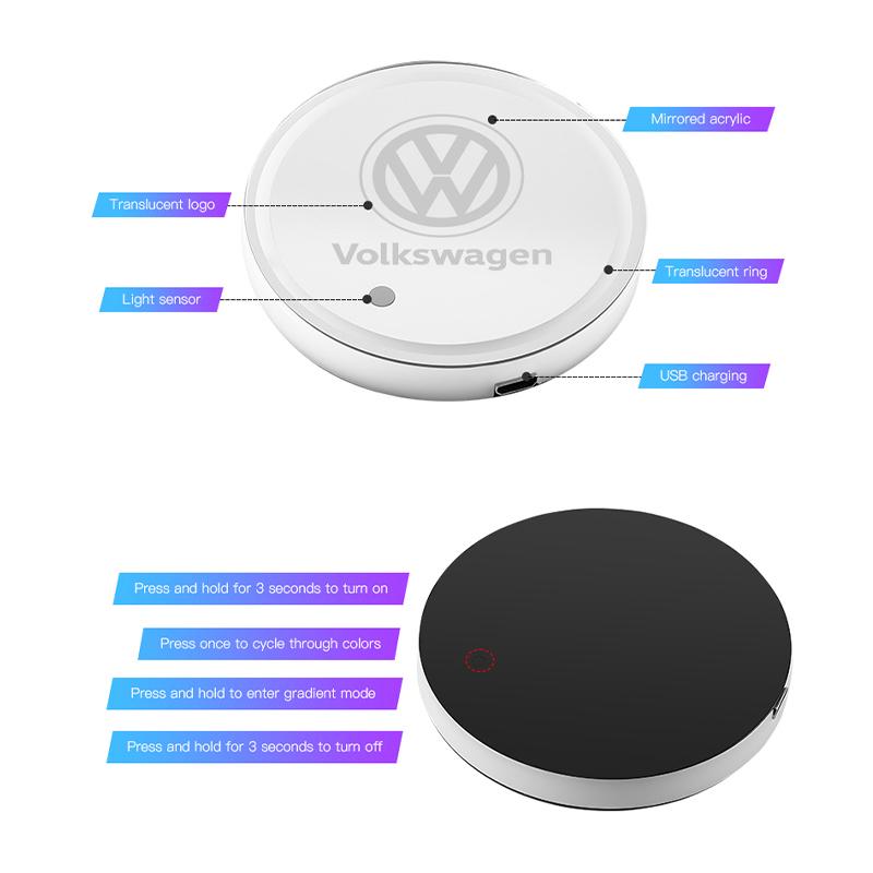 Car Glowing Coasters LED Light Water Cup Mat For VW Golf Amarok T5 Phaeton GTI Teramont ID3 Car USB Charging Coasters keychain zd0