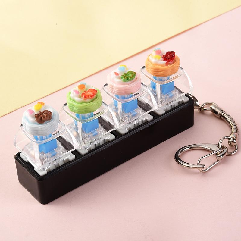 4-Key Smooth Fidget Keychain Portable Stress Reliever Mini Anxiety Relief Toy for School Students