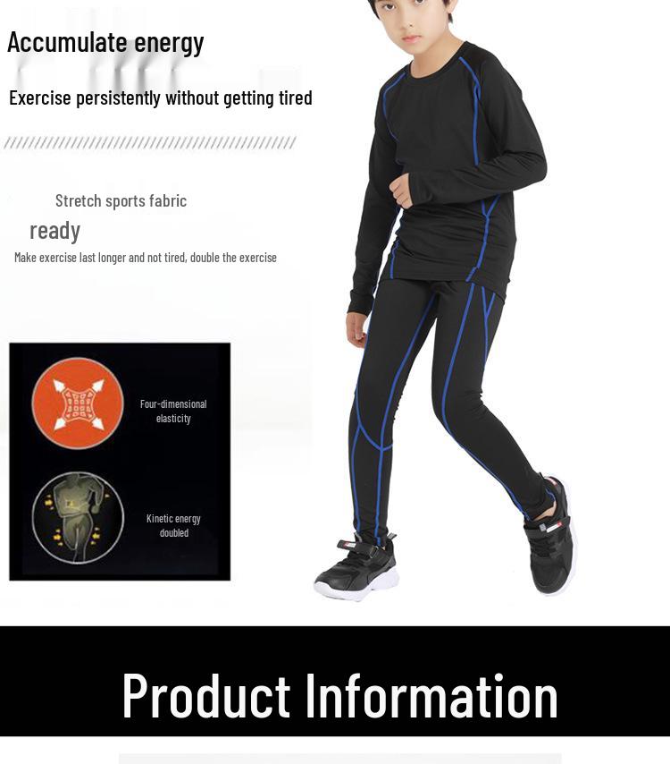 Children's Sports Compression Set: Quick-Drying Long Sleeve Basketball & Football Base Layer for Autumn & Winter.