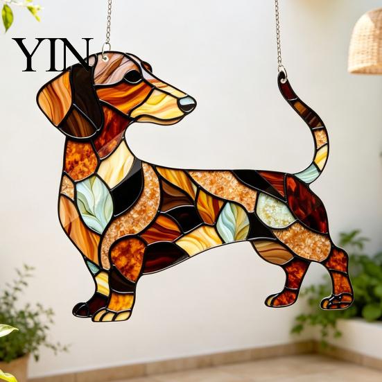 Unique Gift for Friends Dachshund Hanging Ornament, Acrylic Window Sun Catcher, Cute Catcher Decoration Windows Dog Home Room Decor, Front Porch