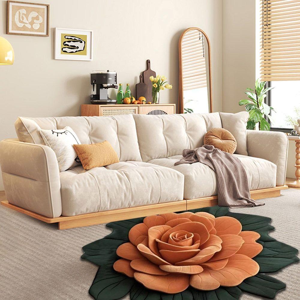 Special-shaped Peony Floor Mat Non-slip Door Gasket  for Living Room Tea Table Bedside