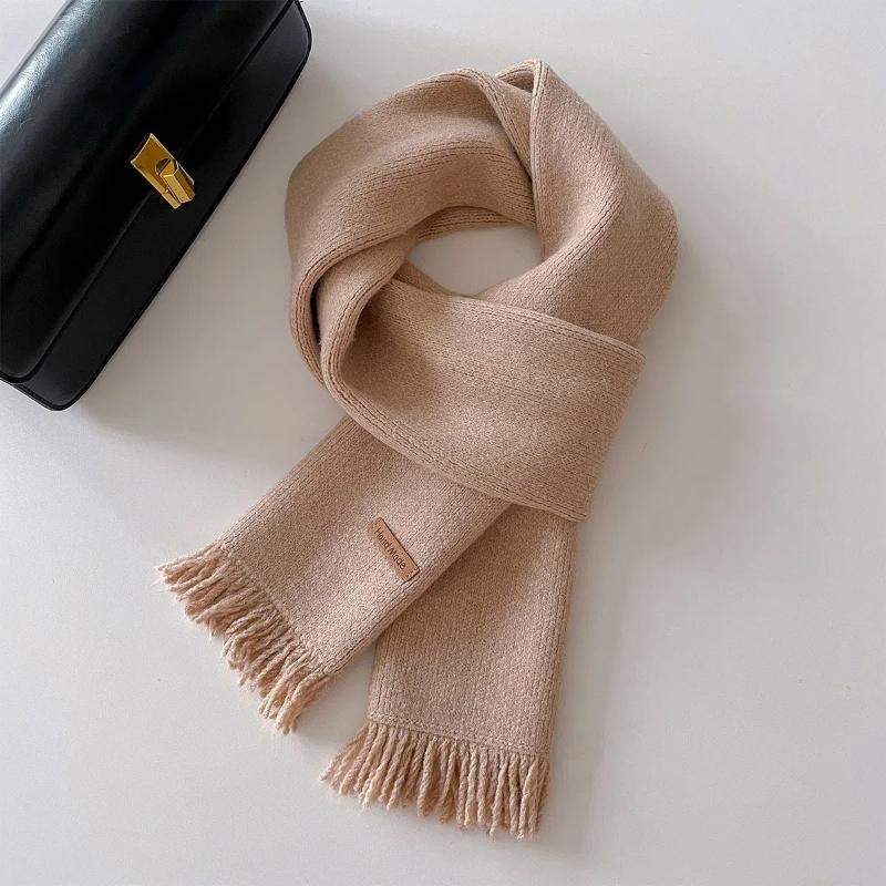 2024 New Autumn and Winter New Solid Color Tassel Simple Yarn Scarf Shawl Dual-use Warm Scarf for Women