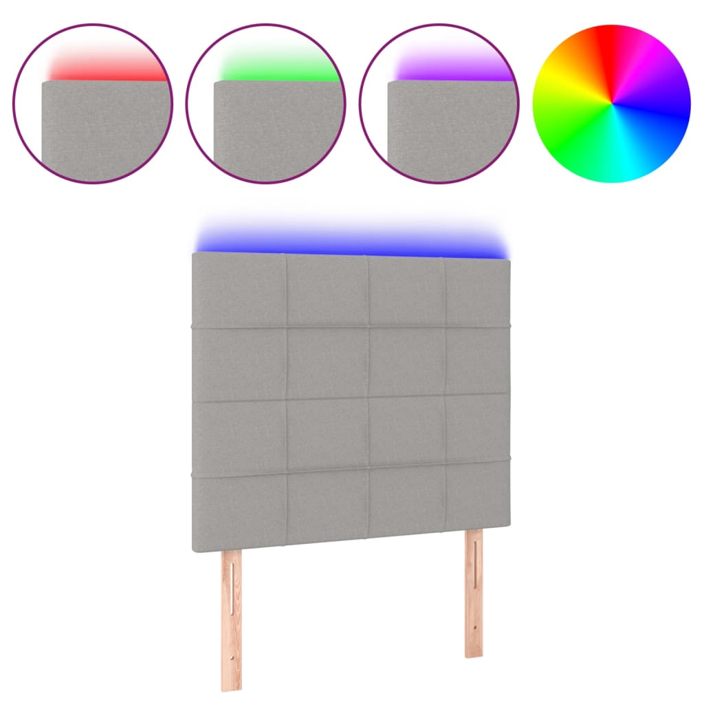 Vidaxl Zagłówek Do Łóżka Z Led, Jasnoszary, 80X5X118/128 Cm, Tkanina