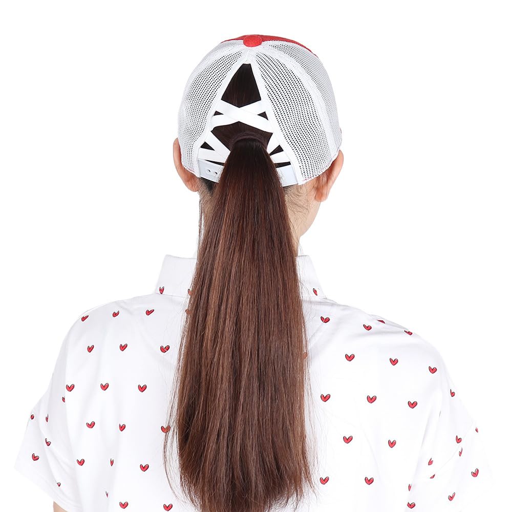 Callaway Сетчатая кепка с регулируемым хвостиком Гольф-кепка C23191208 Свободный размер Женская (Бонни Стиль, Размер) / / 1100_Красный,