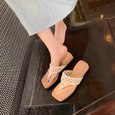 Виноградная мать тот же богемный стиль полые вязаные носок квадратный носок сандалии женский темперамент фея носок шлепанцы