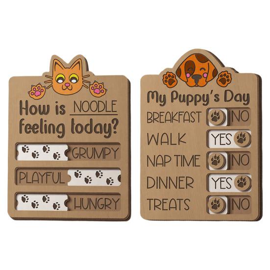 Напоминание о кормлении питомца Деревянная доска для отслеживания задач собаки Деревенский контрольный список ухода за питомцем