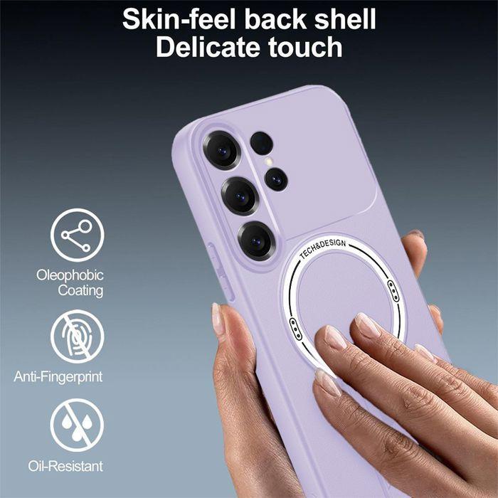 Coque pour Samsung Galaxy S26 Ultra, Silicone Souple avec Cercle Magnétique et Support - Violet