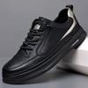 New Men's Casual Leather Shoes Versatile Sports Trendy Shoes Men's Platform White Shoes High-end Leather Board Shoes