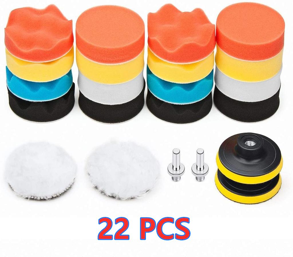 Car Polishing Sponge Pads Kit Foam Pad Buffer Kit Polishing Machine Wax Pads for Auto Motorcycle Motor Vehicle Removes Scratches