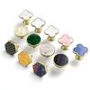 Oukali New Arrival Kitchen Drawer Round Flower Hexagon Brushed Brass Cabinet Handles Zinc Acrylic Knob Furniture Handles