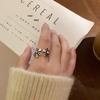 Vintage-Inspired Distressed Flower Open Adjustable Ring for Women