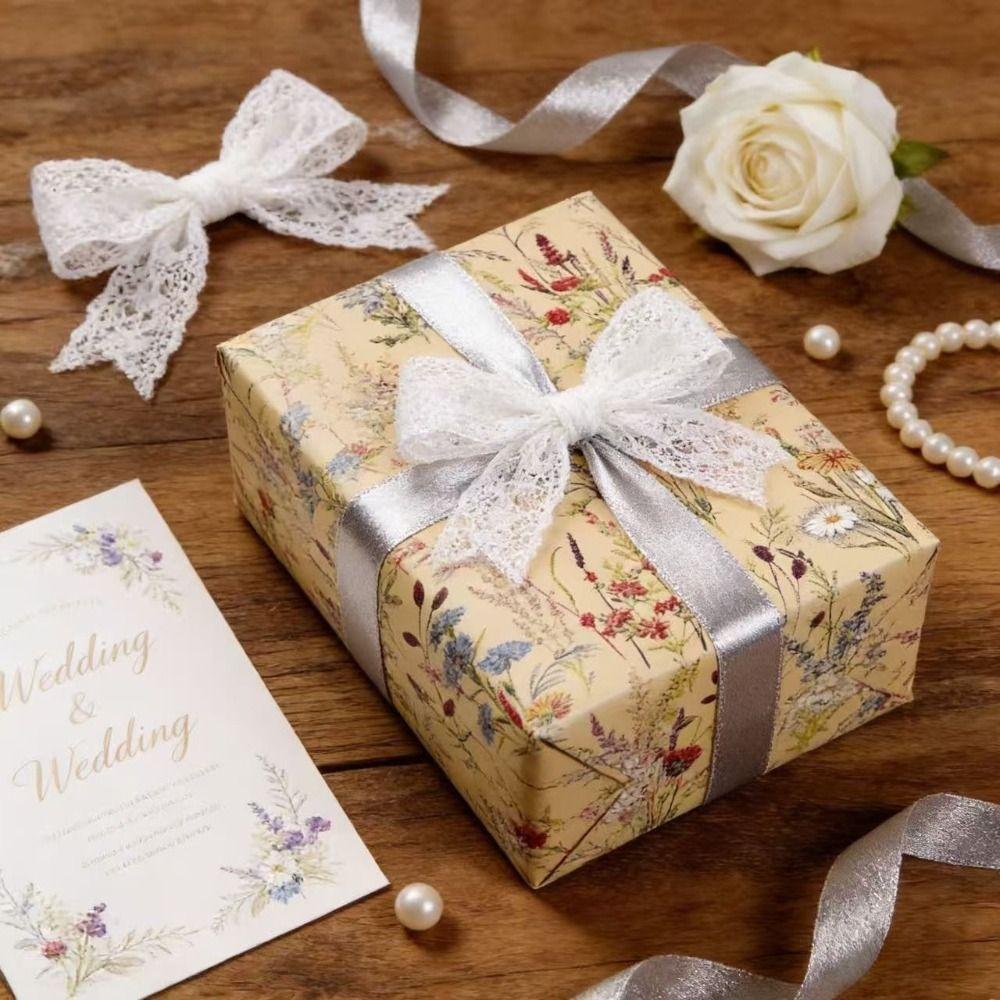 Rustic Style Floral Gift Wrap Vintage Decorative Wrapping Paper Roll Present Wrapping