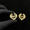 Personalized 18k Gold Plated Name Bamboo Hoop Earrings Stainless Steel 30mm 50mm 70mm 90mm Custom Heart Hoops Party DIY Gift