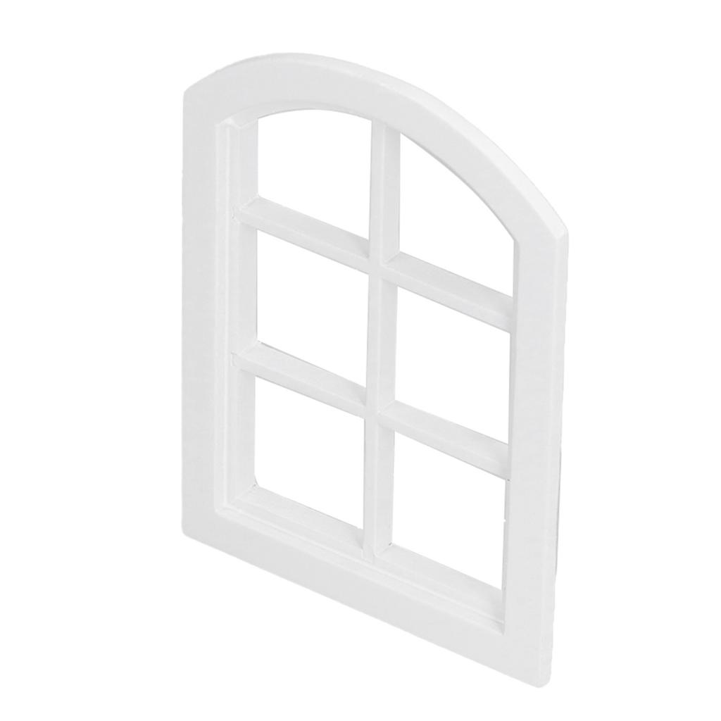 Dollhouse Windows Mini Miniature Dollhouse Arched Window Furnishings with 6 PanesWhite