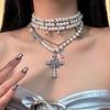 Personalized Multi-Layered Pearl Cross Pendant Necklace Clavicle Chain For Women Temperament Jewelry Accessories Gifts
