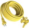 10m 3-Outlet VCT Heavy-Duty Soft Cable Extension Cord, 125V 12A, with Tracking-Resistant Cover and Dustproof Cap, Yellow, for Work, Cold and Heat