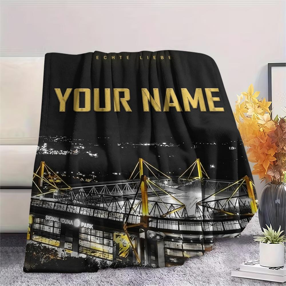1PC Custom Name Dortmund Patterned Flannel Blanket Suitable For All Seasons for Home Decor Warmth and Comfort Gifts Holiday Present_lx
