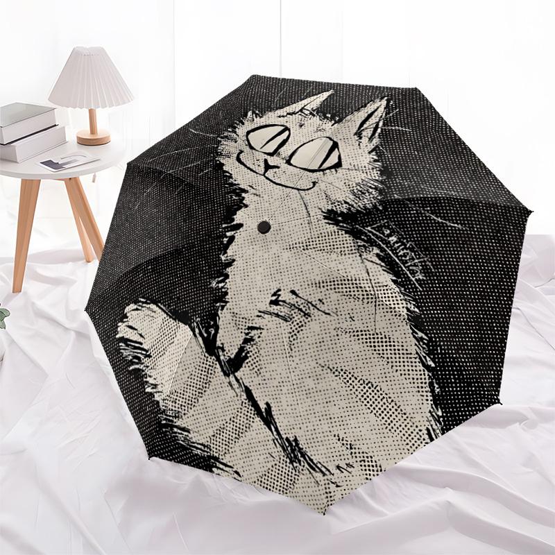 1pc Cat Whiskers Automatic Open/Close Umbrella, Portable Folding Umbrella, Compact Travel Umbrella for133