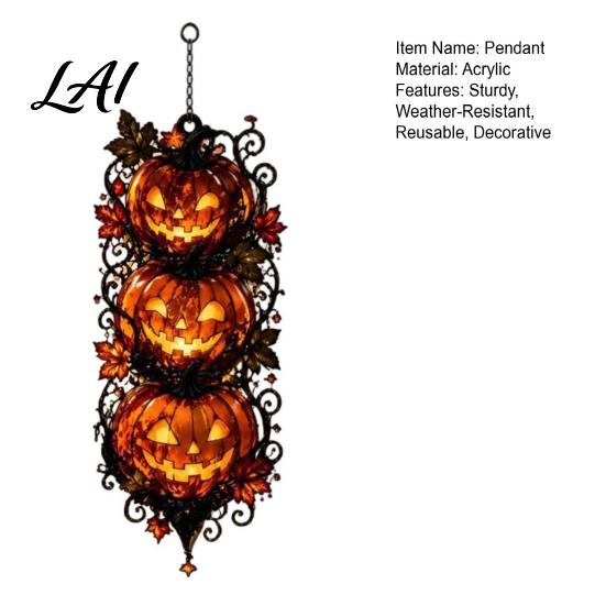 Halloween Souvenir Party Favors Triple Stacked Jack-o'-Lantern Door Hanger 2D Pumpkin Wall Hanging Ornament Waterproof Acrylic Pendants Spooky Fall